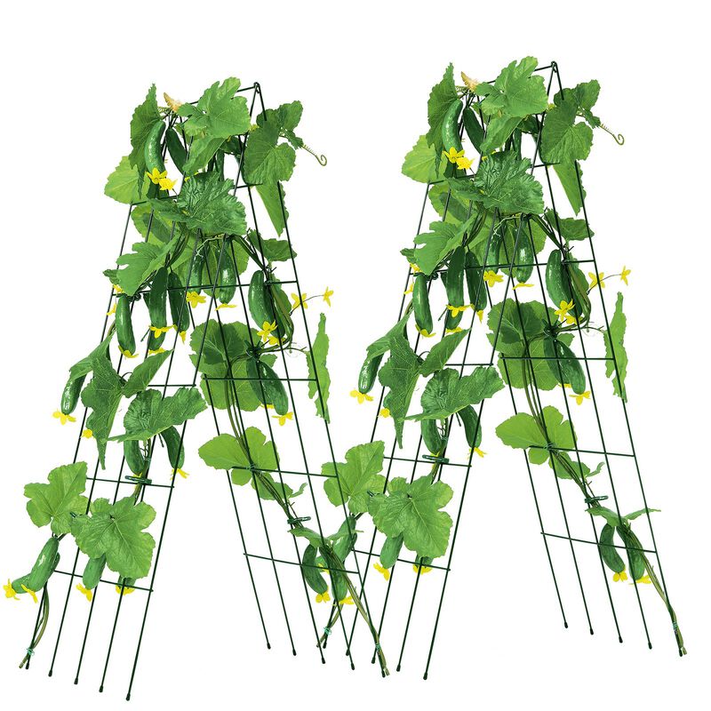 Garden Trellis A-Frame Design &ndash; Foldable Metal Structure for Cucumbers, Beans, and Vertical Plant Support Outdoors