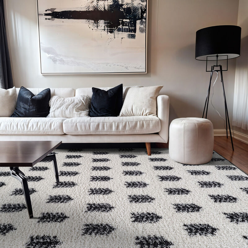 World Rug Gallery Scandinavian Arrow Shag Rug &ndash; Modern Look &ndash; Anthracite Dark Gray &ndash; Easy Maintenance image number 6