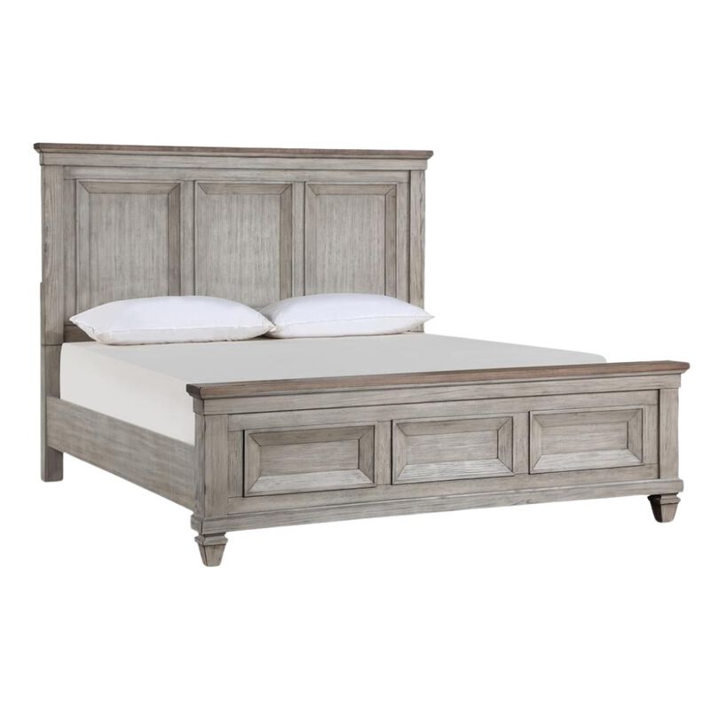 Wood Bed Frame Queen Size, Solid Wooden Queen Bed Frame in Grey image number 0