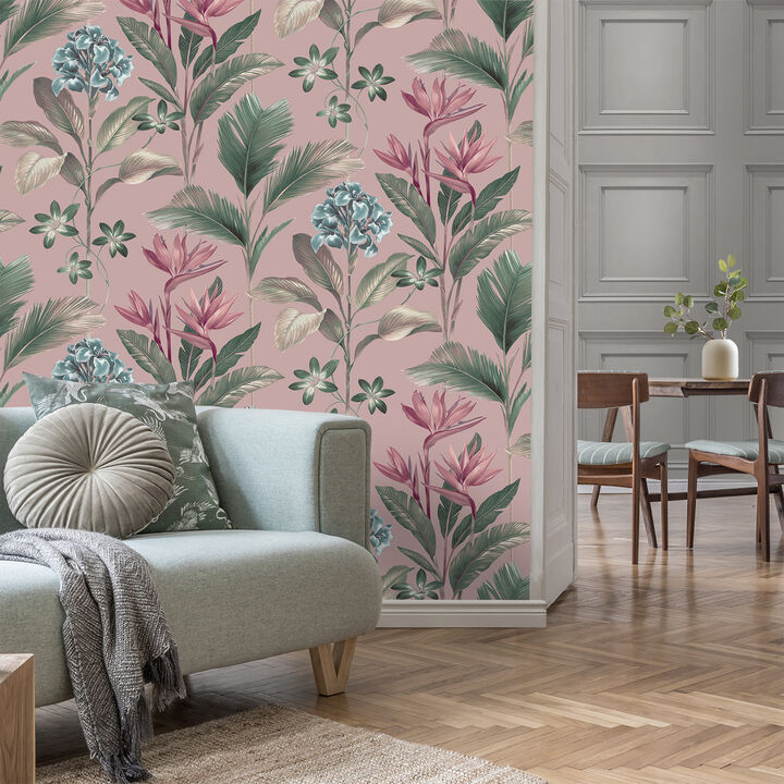 Oliana Pink Floral Wallpaper