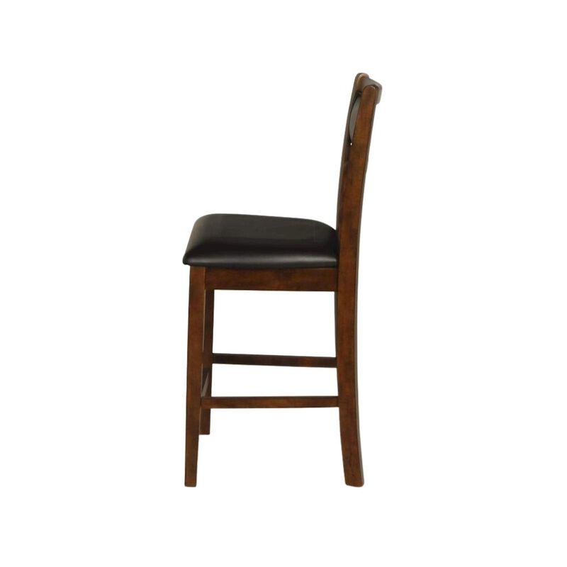 Brown Wood Counter Height Dining Chair Set of 4, PU Seat, Solid Construction image number 3