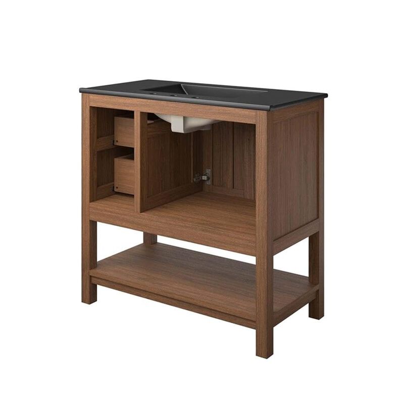 Modway EEI-6535-WAL-BLK Ashlyn 36&rdquo; Wood Bathroom Vanity, Walnut Black image number 6