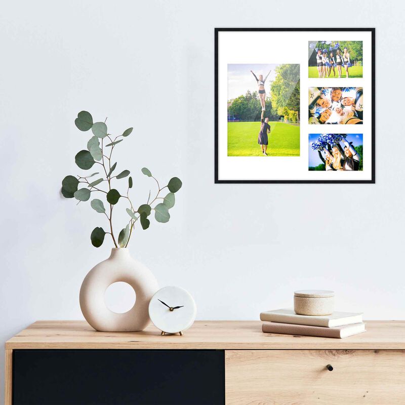 14.5x16 Wood Collage Frame with a White Mat for 8x10 & 4x6 Pictures