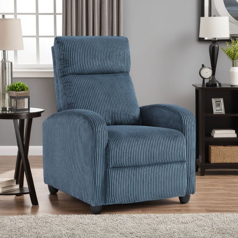 Pary Manual Push Back Reclining Chair with Midnight Blue Corduroy image number 1