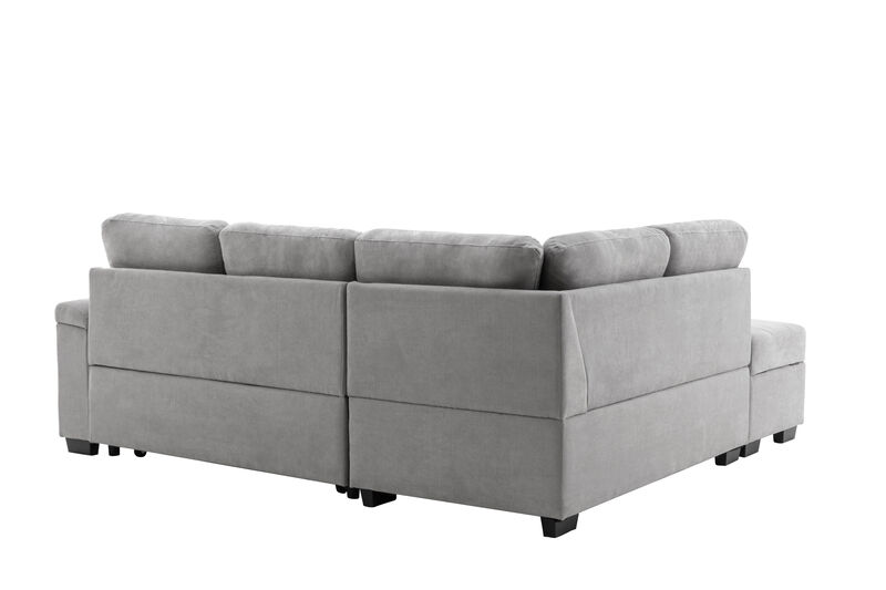 Merax L-Shape Corner Couch Sofa Bed with Storage Ottoman