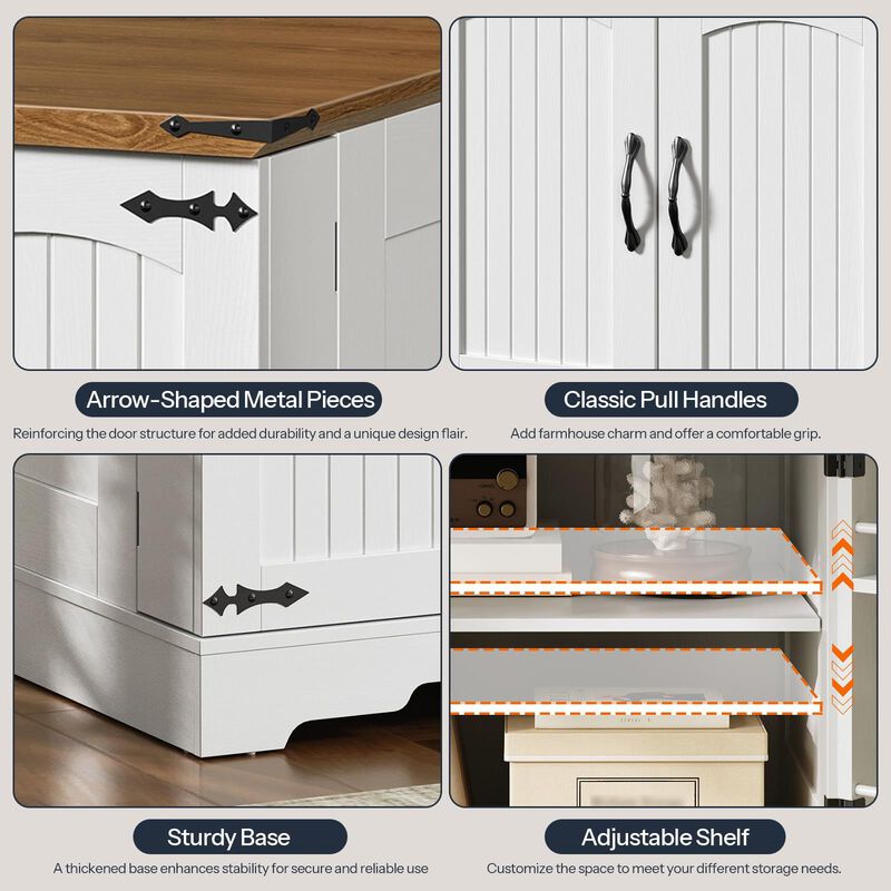 Farmhouse Nightstand with Charging Station, Large End Table with Storage image number 5
