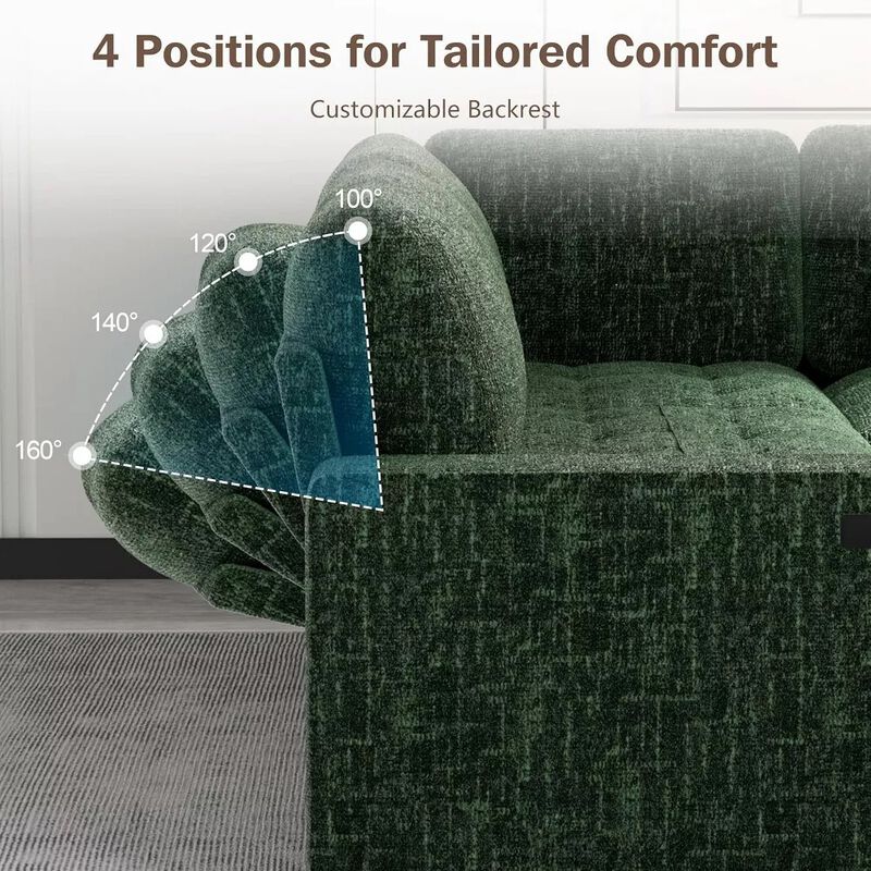 Vipbear 79" 5-Seat L-Shaped Sectional Sleeper Sofa Bed, Chenille Pull-Out Couch with Backrest image number 4