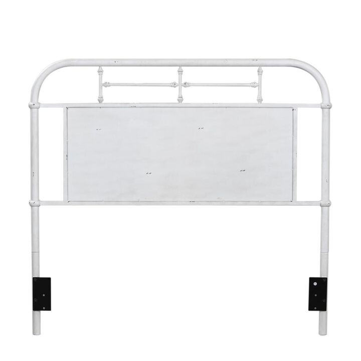Liberty Furniture Vintage Series King Metal Headboard - Antique White in Distressed Metal