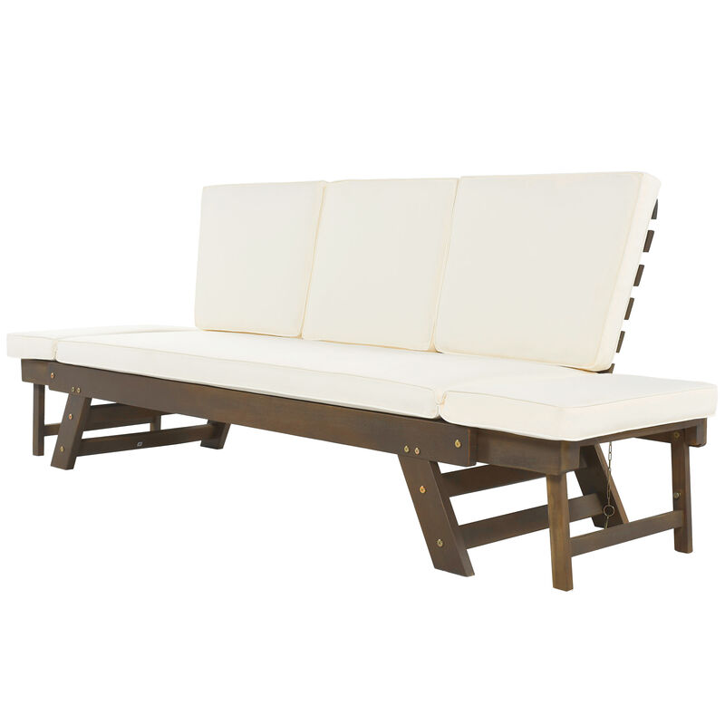 Merax Solid Outdoor Adjustable Patio Wooden Daybed Sofa image number 6