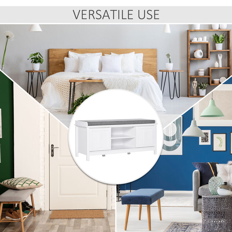 Hallway Shoe Bench with Storage Cabinets &ndash; Space-Saving Organizer for Entryway or Mudroom