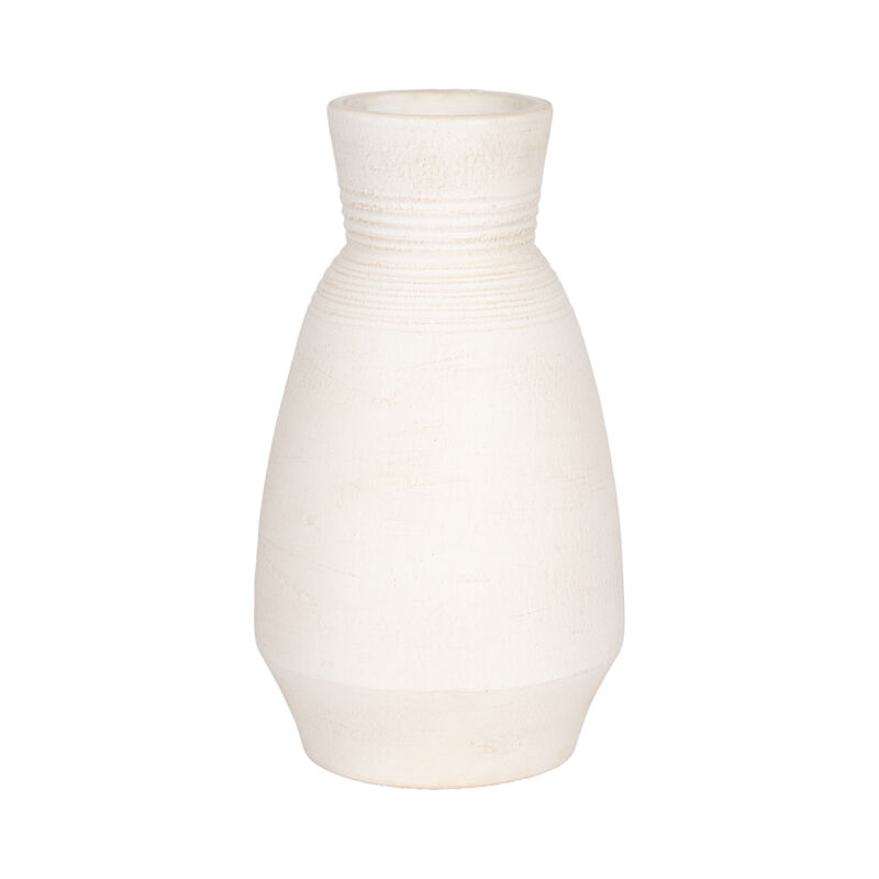 Terracotta, 14" Vase With Ring At Neck, Ivory image number 2