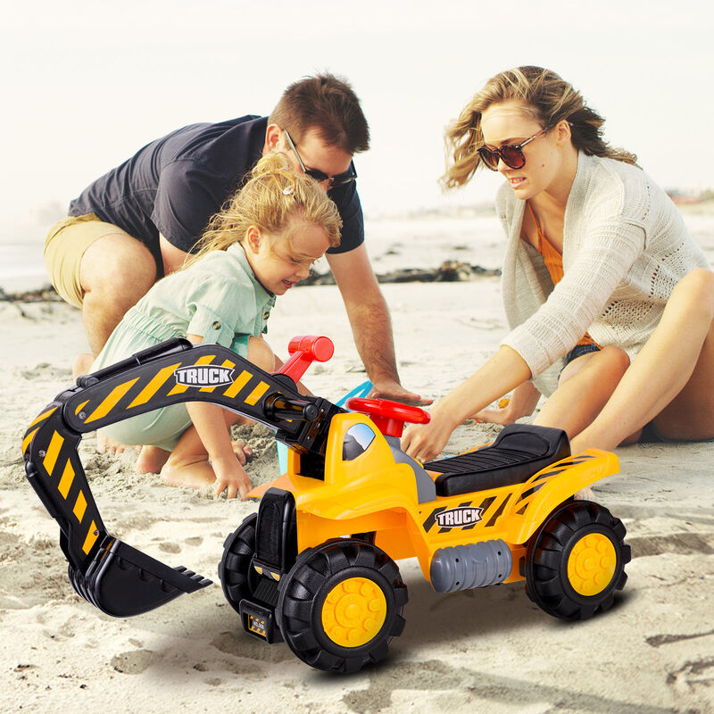 Kids Ride On Bulldozer Digger Toy with Safety Helmet and Working Shovel image number 4