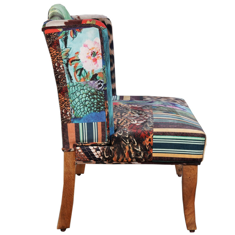 Vesta Bird Collage Print Settee, Multicolor