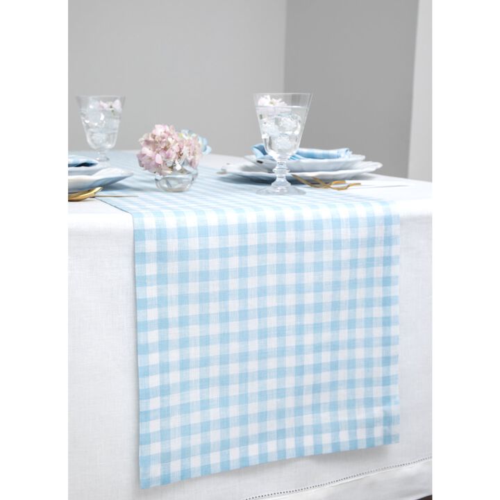 Linen Table Runner - Gingham Check