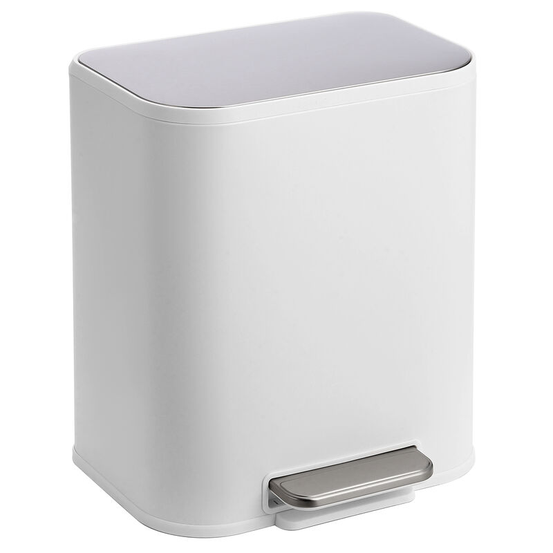 Modern Stainless Steel Trash Can, Soft Close Lid, Step Pedal, Removable Inner Bucket, Rectangular Durable Design image number 0