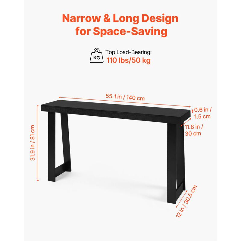 Modern Narrow Console Table for Behind Couch and Foyer - Black image number 2
