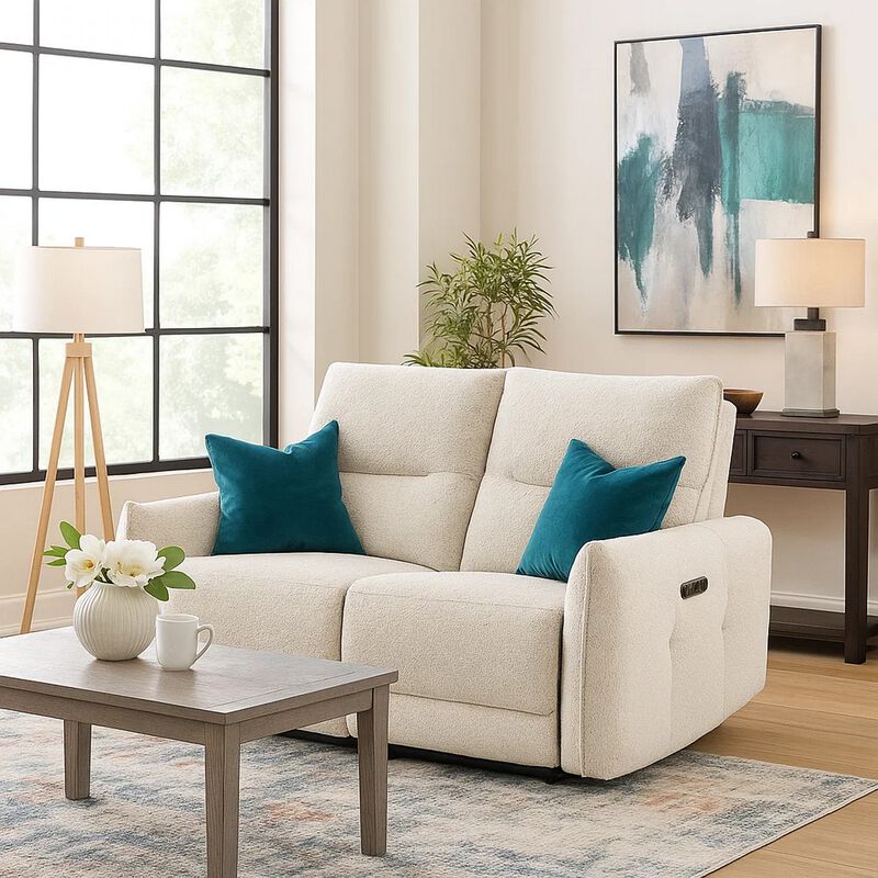 Lali Power Motion Recliner Loveseat with USB, Zero Gravity, Cream Chenille image number 6