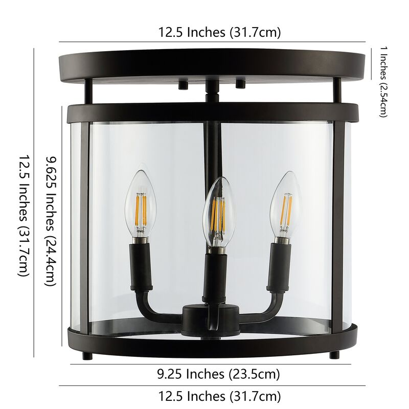 Ciel 3-Light Metal/Glass Rustic Vintage LED Flush Mount