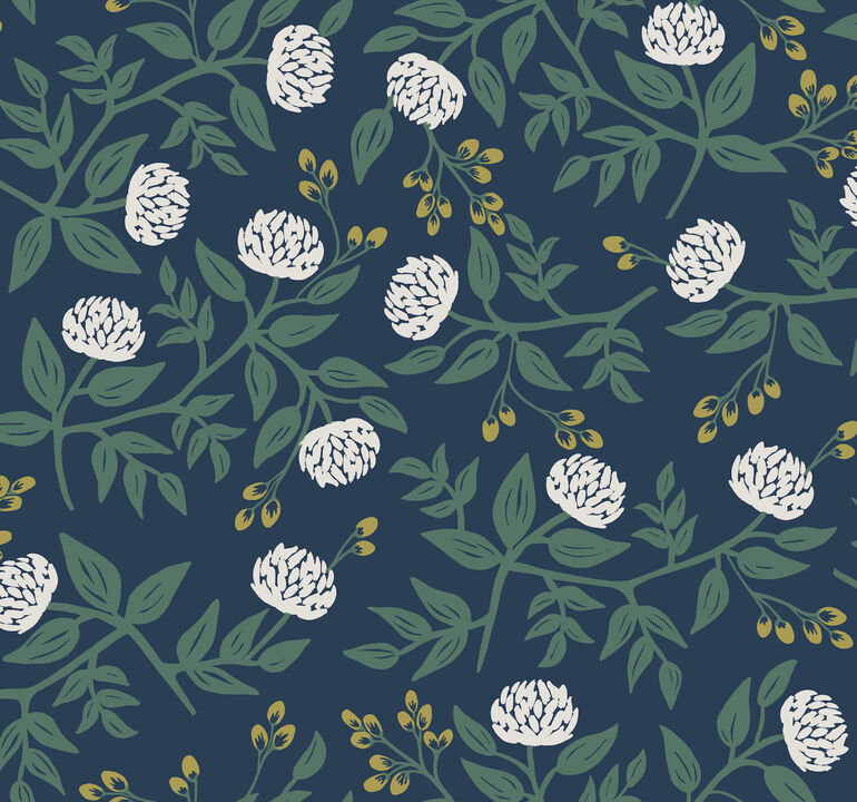 Peonies Navy Wallpaper