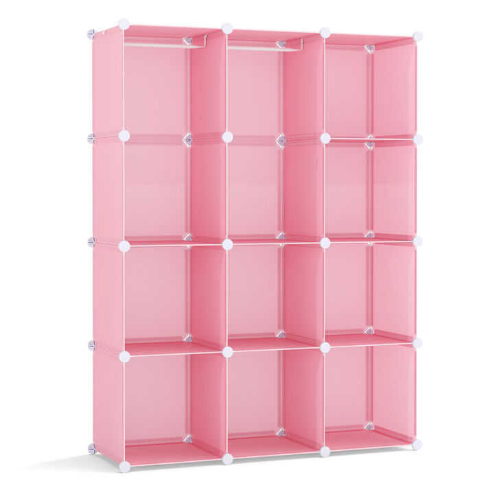 10-Cube Modular Baby Wardrobe with Hanging Rod and Storage Shelves