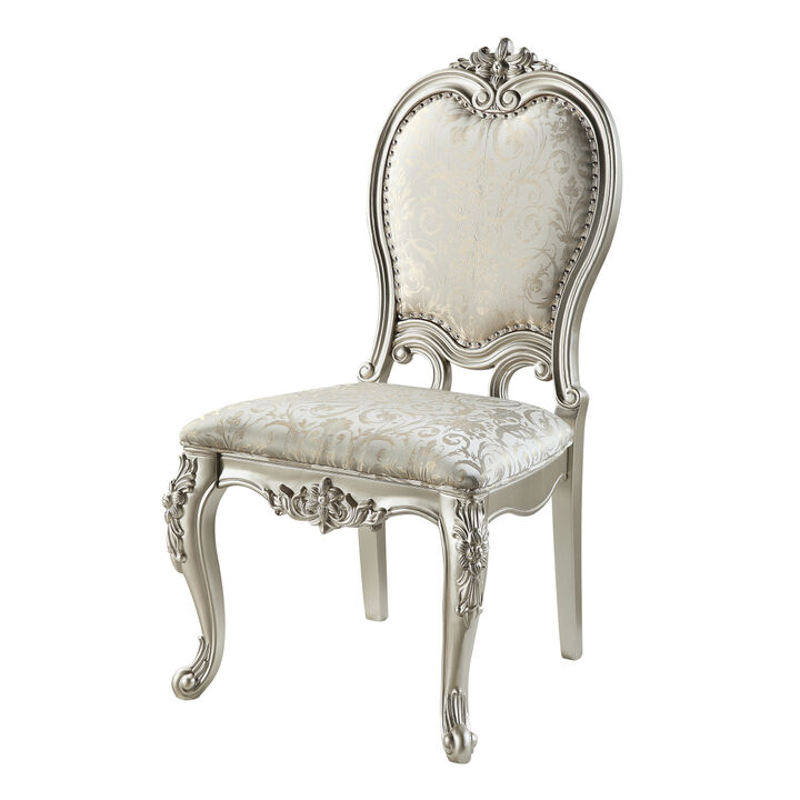 Bentley SIDE CHAIR (SET-2) Fabric & Champagne Finish DN