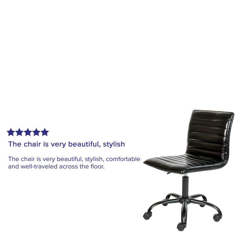 Alan Low Back Designer Armless Ribbed Swivel Task Office Chair image number 2