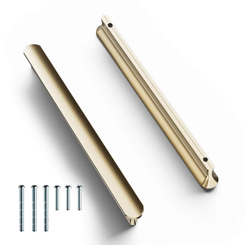 Cobbe Elite 10 Pack Luxurious Brushed Gold Cabinet Pulls, 5 Inch Hole Center, Handles & Knobs for Kitchen and Bathroom Cabinets
