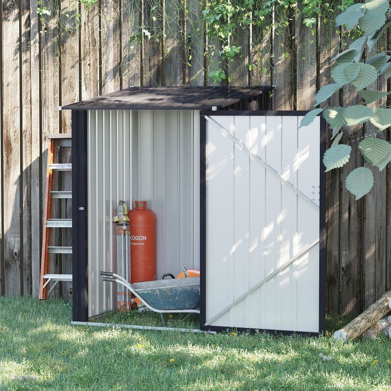 Dark Gray Garden Storage: 3.3'x3.4' Metal Lean-to Shed with Lockable Door