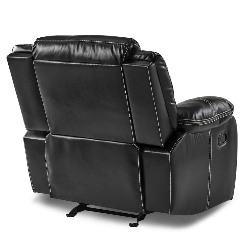 Lexicon Bastrop Faux Leather Glider Reclining Chair In Black Leather
