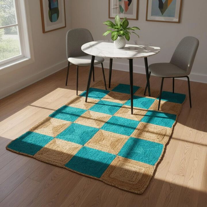Hand Woven Jute Rectangular Geometric Carpet