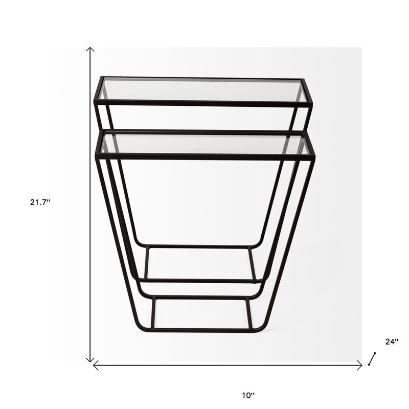 HomeRoots 10" Clear Glass and Metal Frame Console Table image number 6