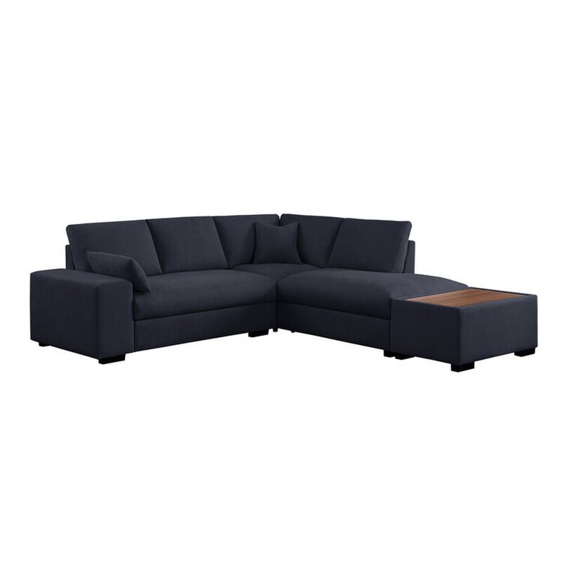 Eri 100 Inch Sectional Sofa, Right Chaise, Ottoman, Pillows, Dark Gray