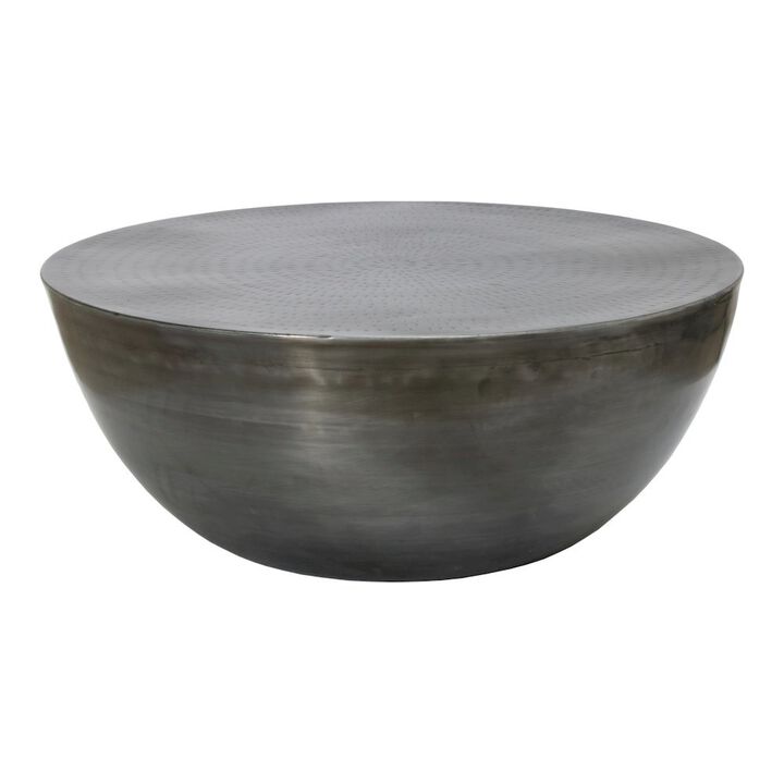 Starlight Canyon Home Round Drum Iron Coffee Table with Unique Design and Antique Zinc Finish