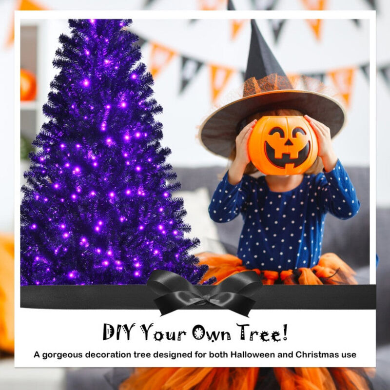 7ft Spooky Christmas Tree with Purple LED Lights image number 8