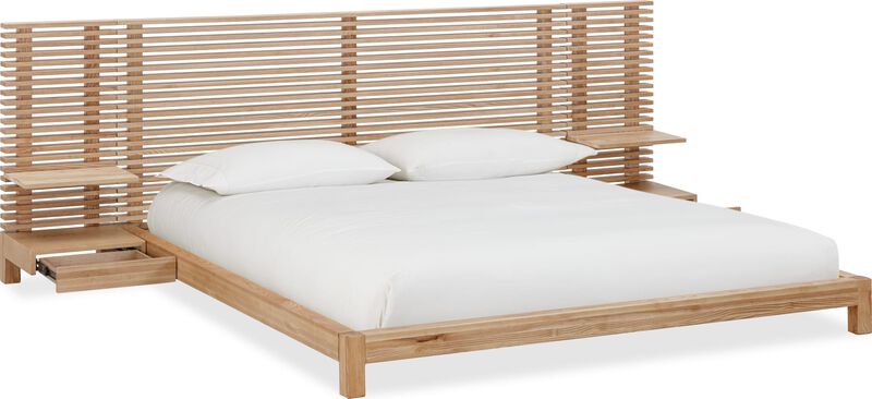 Tanner Full-size Solid Ash Wall Bed with Integrated Nightstands in Flaxen image number 3