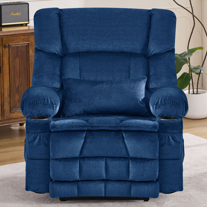 Fabric Power Recliner with Massage and USB Port