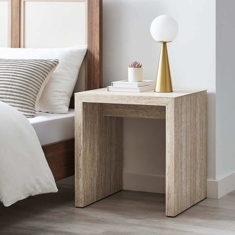 Mirella Faux Travertine Side Table image number 9