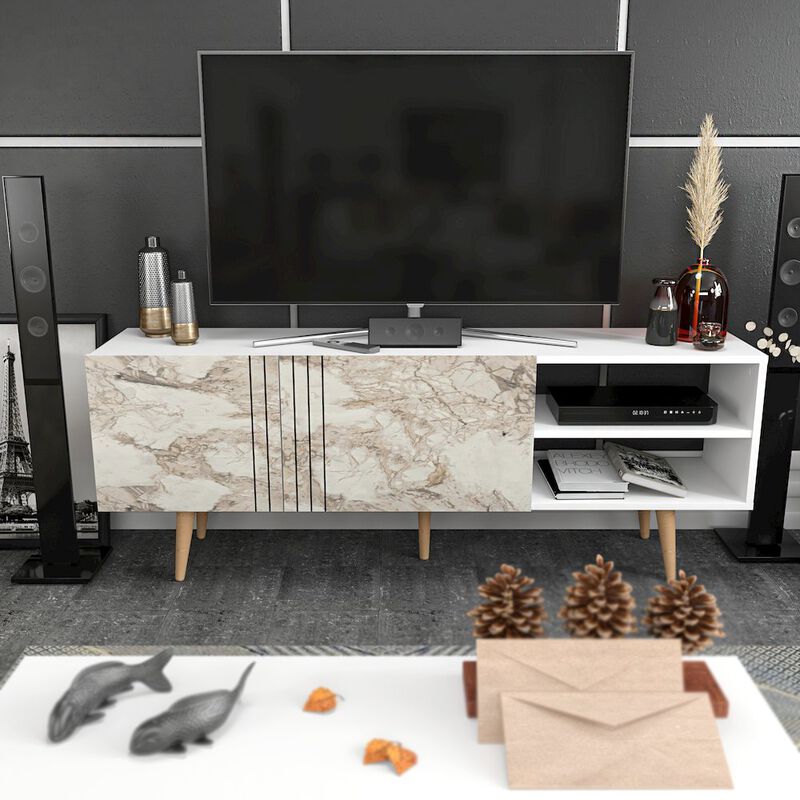 Decorotika Ronas Tv Stand - White & Ephesus Marble