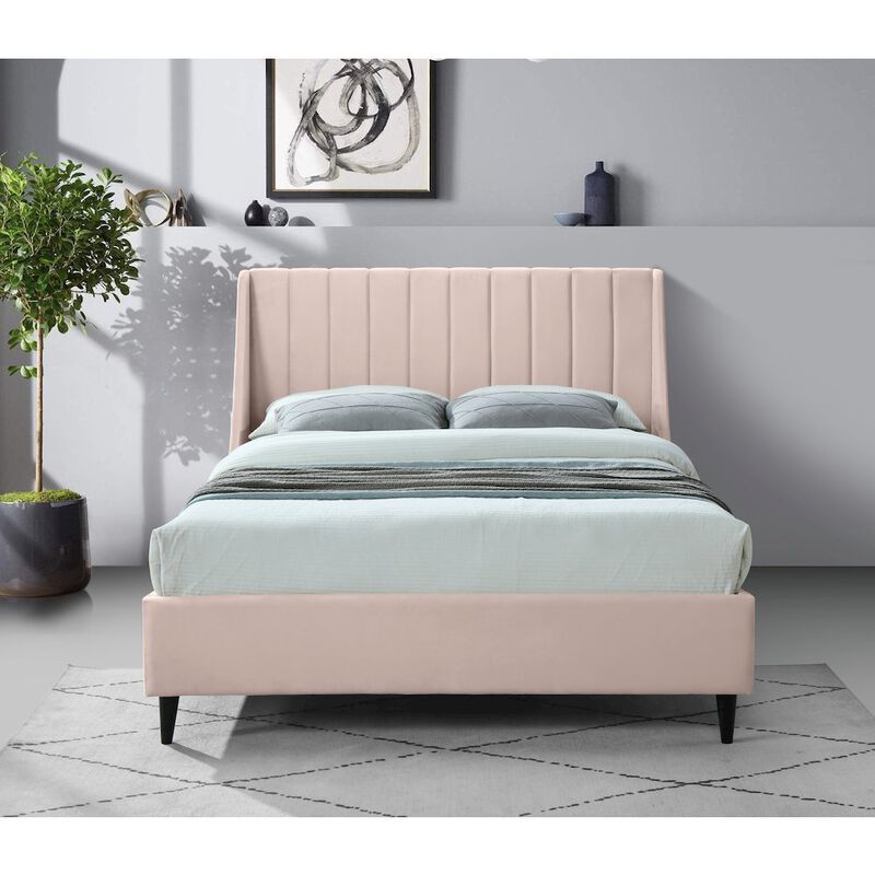 Meridian Furniture Eva Pink Velvet Queen Bed