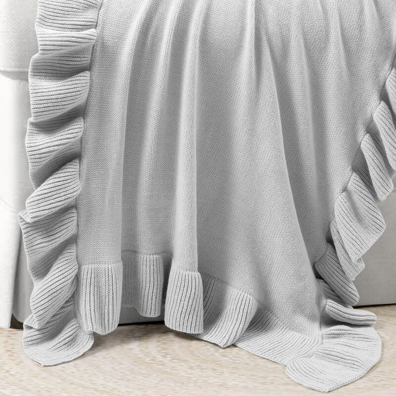 Reyna Soft Knitted Ruffle Baby/Toddler Blanket Single