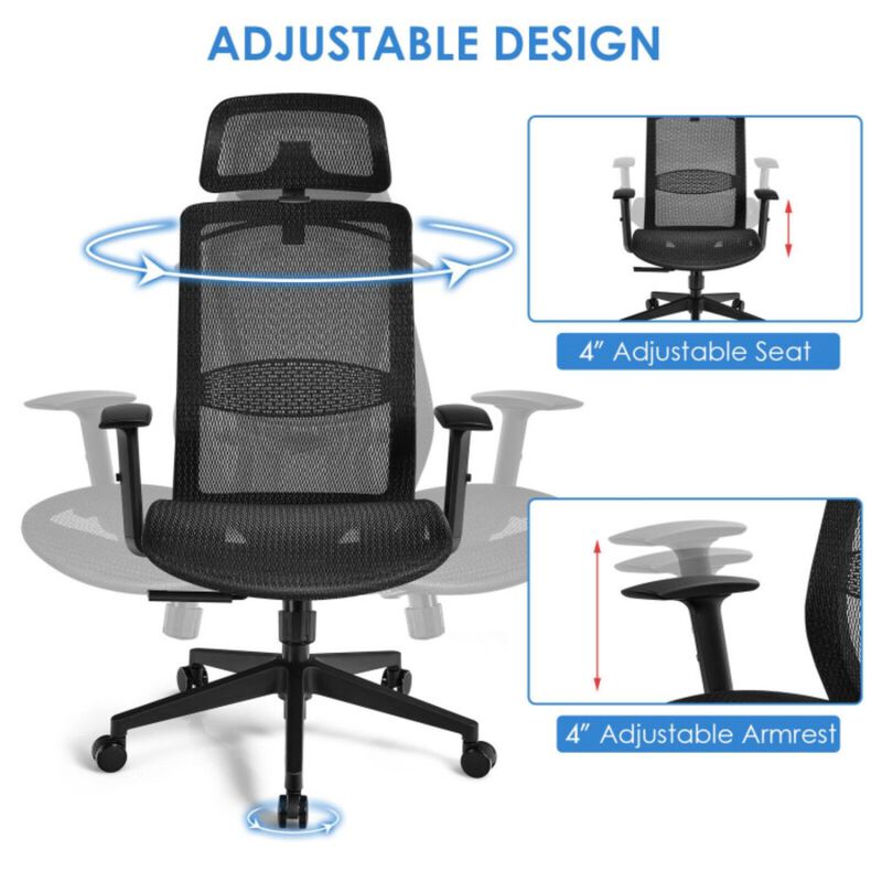 Hivvago Height Adjustable Ergonomic High Back Mesh Office Chair with Hange