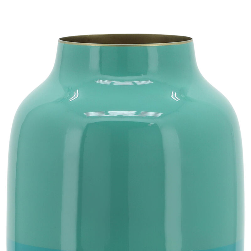 Metal 12" Urn Vase, Green image number 3
