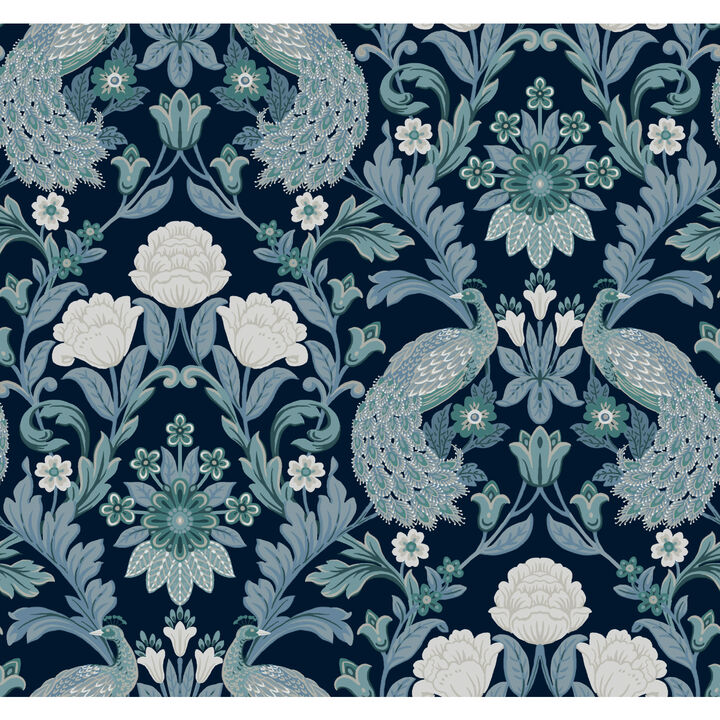 Plume Dynasty Navy Wallpaper
