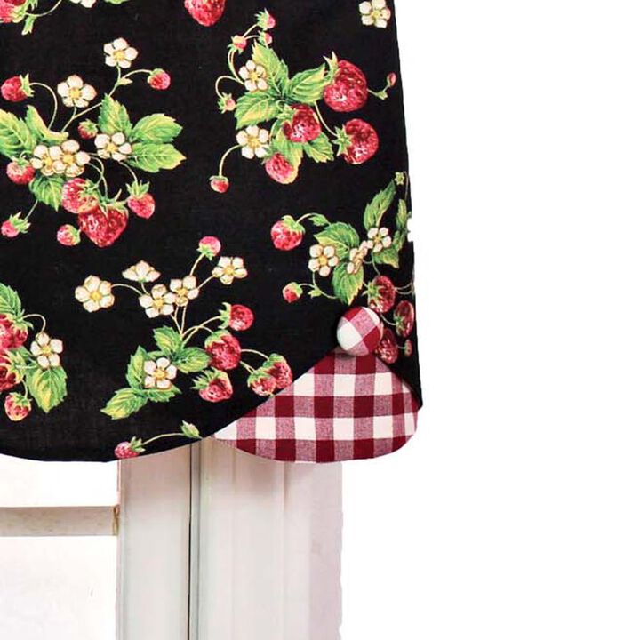 RLF Home Strawberry Style All Season Fields Petticoat Valance Black 3" Rod Pocket 50W x 15L