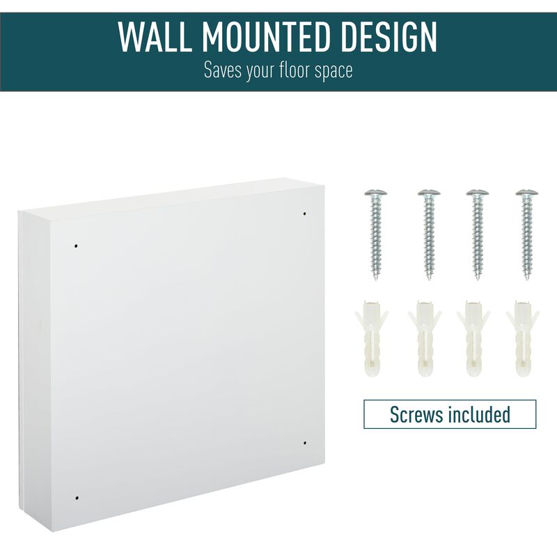 White Mirrored Organizer: 24x22 Wall-Mounted Double Door Cabinet