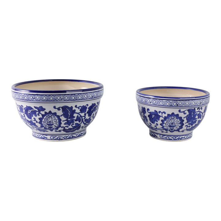 S/2 Bowl Chinoiserie Planters