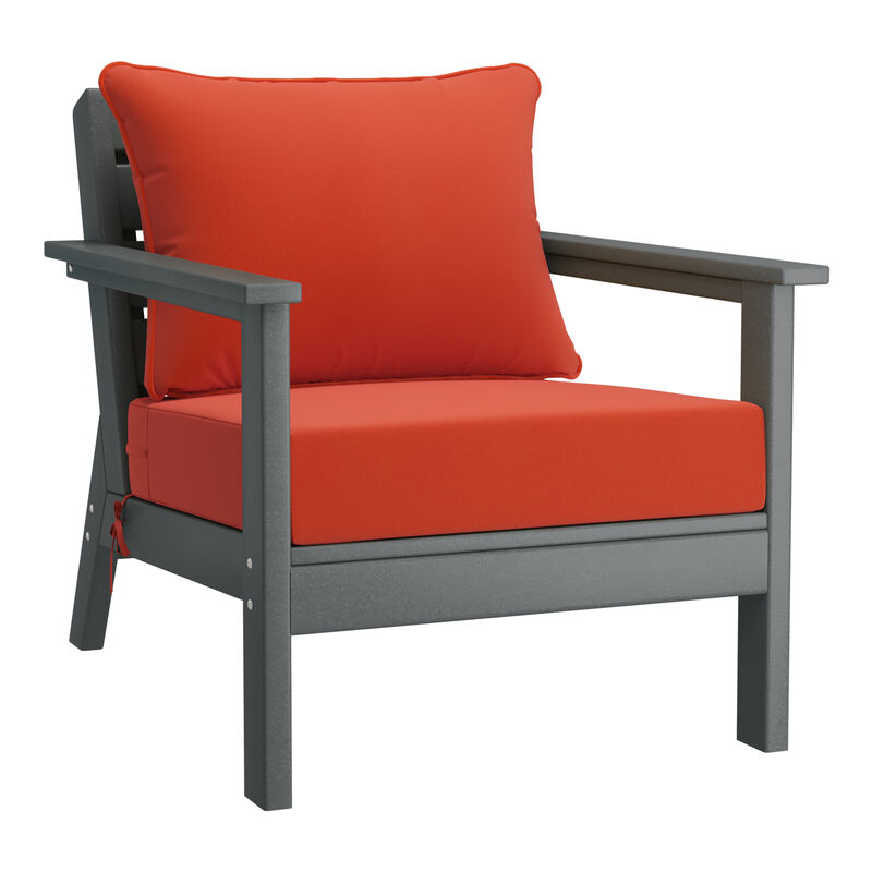 WestinTrends Outdoor Modern HDPE Patio Club Chairs with Deep Seat Cushions (Set of 2)