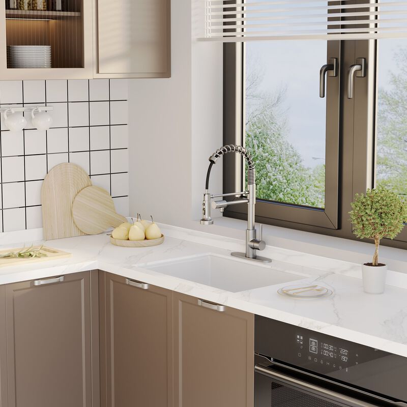 Mondawe Pre-rinse Kitchen Faucet with Pull Down Sprayer and 360° Swiveling Water Purification Spout