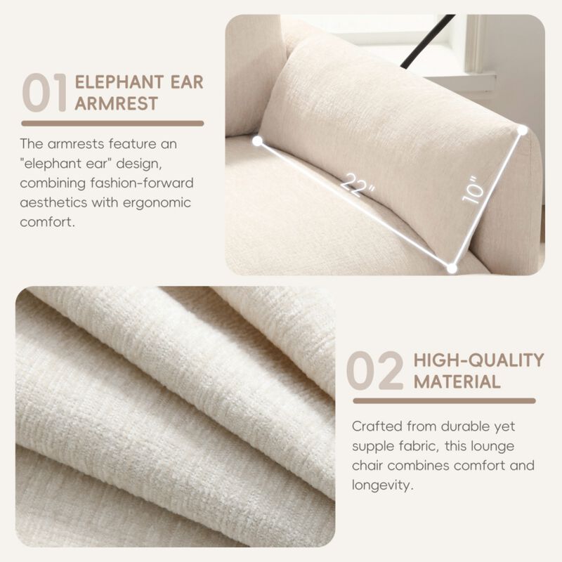 Kiple Modern Chenille Accent Chair & Ottoman Set image number 5