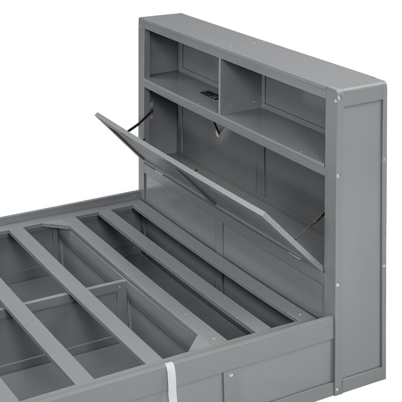 Merax Platform Bed with Storage LED Headboard